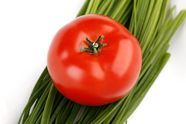 tomato and spring onion stock photo