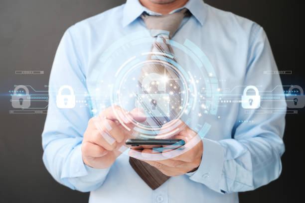 istock Hand use smartphone with cybersecurity is the concept of information security and encryption, secure access to personal information, secure Internet access, and cybersecurity. 1403931200