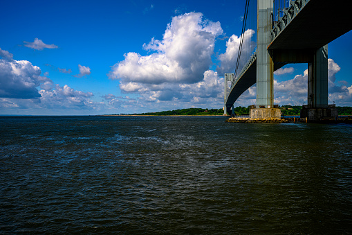 View on the Verrazzano-Narrows Bridge from the Bay Ridge Promenade in Brooklyn, NY, USA