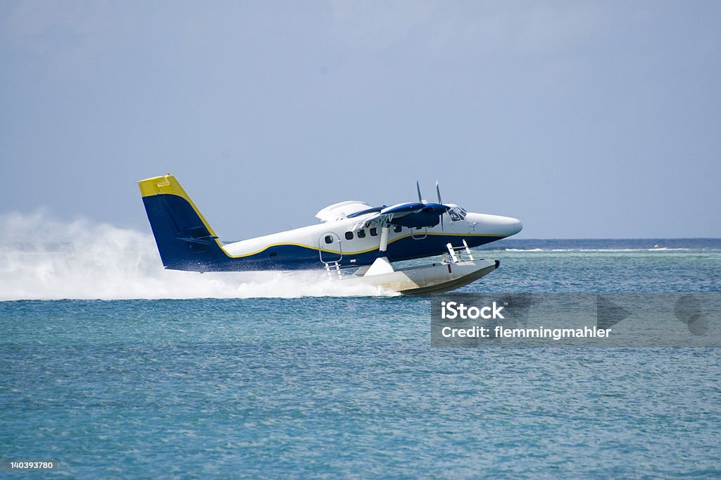水上飛行機の離陸する - セントトーマス島のロイヤリティフリーストックフォト