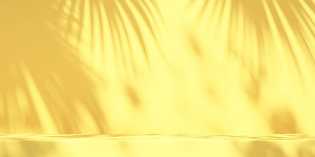 istock 3D green and yellow product podium display with orange background and tree shadow,summer product mockup background,3D render illustration 1403943136