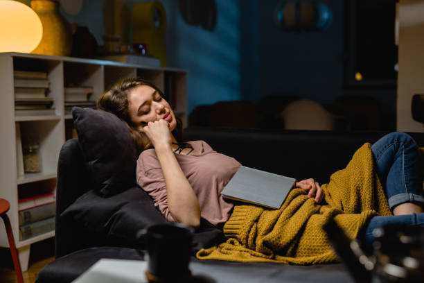 istock woman enjoyng evening at home 1403945191