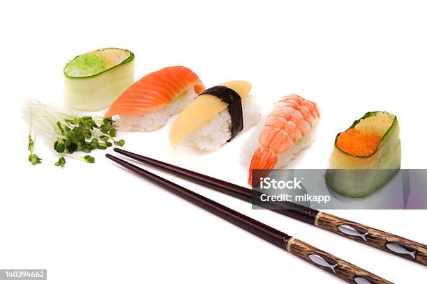 Sushi And Chopsticks Stock Photo - Download Image Now - Algae, Appetizer, Asia