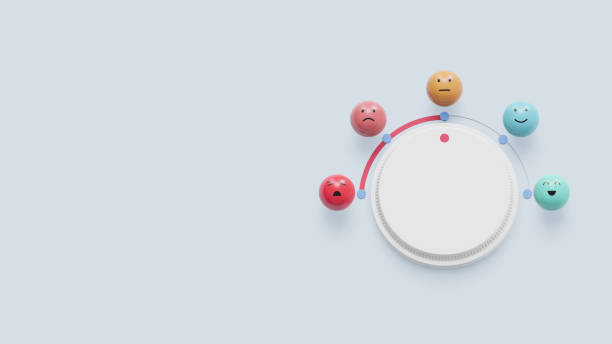 istock Feedback concept design, customer choose emoji emoticons happy mood on emotions satisfaction meter, evaluation, Increase rating, Satisfaction and best excellent services rating concept,  3d render. 1403947840