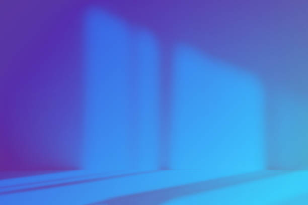 istock Abstract blue studio background for product presentation. Empty room with shadows of window. 3d room with copy space. Blurred backdrop. 1403949085