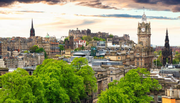istock Edinburgh castle at sunset, Scotland skyline 1403952194