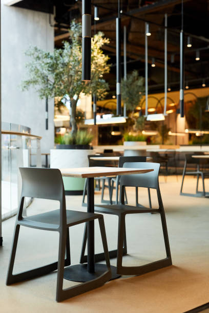 istock Food Court Interior with Table Set 1403953252