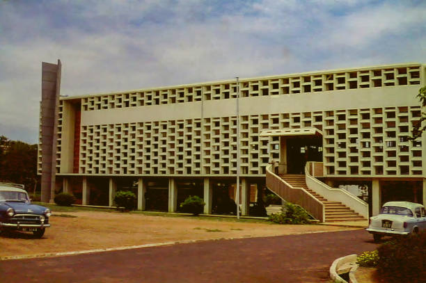 The Central Library building in Accra, Ghana taken in 1958 Accra, Ghana - June 1958: The Central Library building in Accra, Ghana taken in 1958 1950 1959 stock pictures, royalty-free photos & images