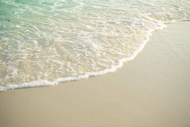 istock Soft wave on sand beach at coast with blue sea ocean tropical nature. 1403954228