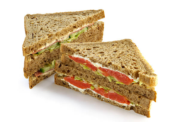大きなサンドイッチ、サーモン - healthy eating full nature close up ストックフォトと画像