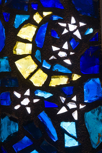 Moon and Stars church stain glass. See more in portfolio stock photo