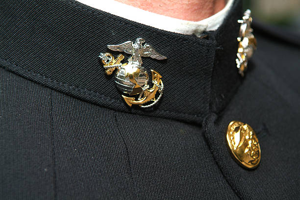 istock Marine badge consisting of eagle and anchor on collar 140395834
