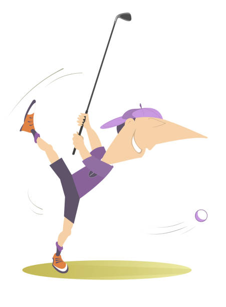 illustrations, cliparts, dessins animés et icônes de dessin animé golfeur homme sur l’illustration du parcours de golf - golf golf course swinging isolated