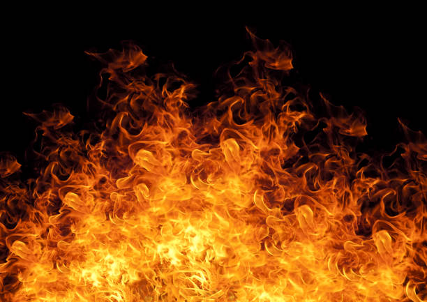 istock 3D illustration of burning fire 1403958478