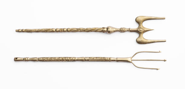 istock Golden Trident isolated on white background 1403959561