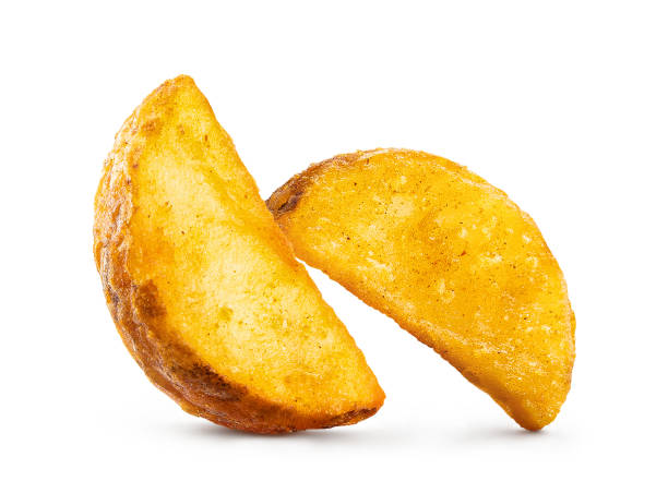 istock Two delicious potato wedges on white 1403962017