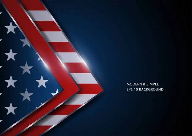 Vector illustration of Luxurious abstract triangles background with USA insignia