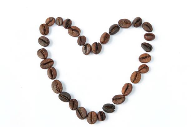 coffee beans background with heart shape