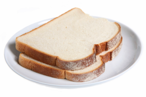 Two slices of white bread on a plate