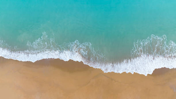 istock Summer tropical Beach sand copy space as a Beautiful sea waves  background,Top view 1403976195