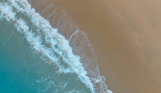 istock Summer tropical Beach sand copy space as a Beautiful sea waves  background,Top view 1403976250