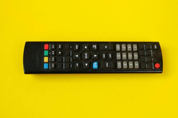 istock tv remote isolated on yellow background 1403976630