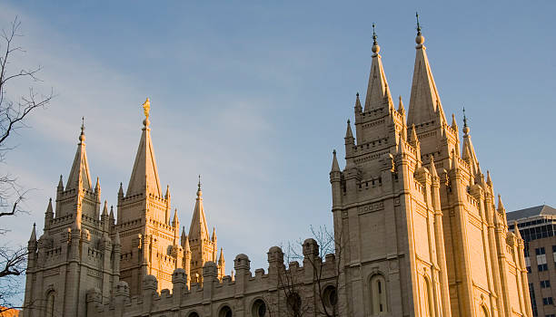 istock Salt Lake Temple Spires from the North at Dusk 140397712