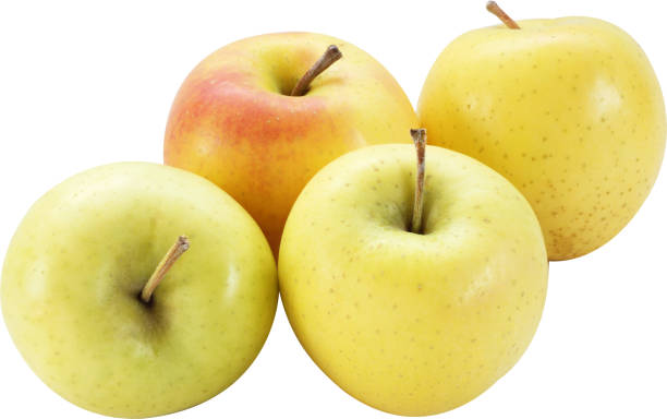 istock raw whole apple fruit, yellow, object design close up, freshness isolated on white background 1403977625