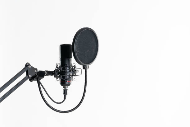 A close up image of proffesional studio mic isolated on the white background