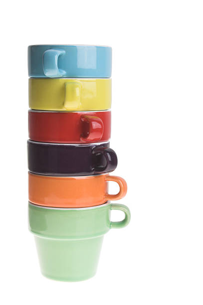 colourful cups stock photo