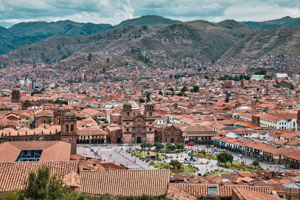 istock View from a height of the city center in Cusco, Peru. 1403979435