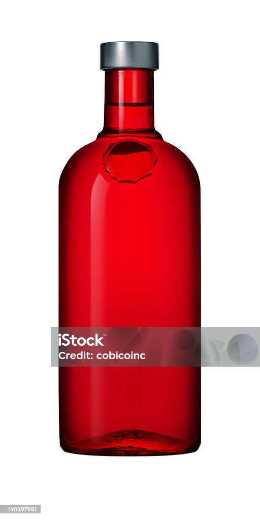 Bottiglia rosso con cliping percorso - Foto stock royalty-free di Alchol