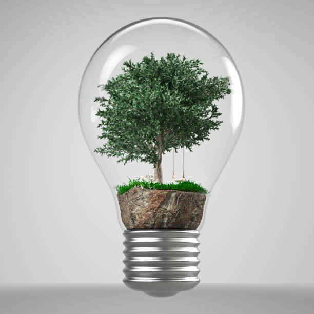 istock Green Energy Concept with a Tree and Swing Inside a Light Bulb 1403979534