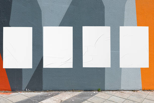 istock geometrical wall and four white glued wrinkled poster templates 1403979746