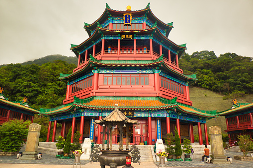 Hong Kong - January 6, 2023 : Wong Tai Sin Temple in Kowloon, Hong Kong. It is a Taoist temple established in 1921. Wong Tai Sin Temple is one of the most famous temples in Hong Kong.