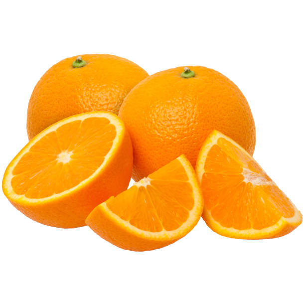 istock raw whole and cut orange fruit, object design close up, freshness isolated on white background 1403980504