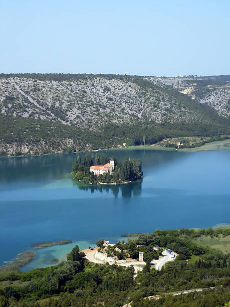 istock Monastery in beatiful Krka river, Croatia 140398083