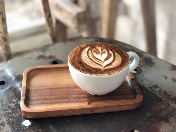 Hot coffee cup on table