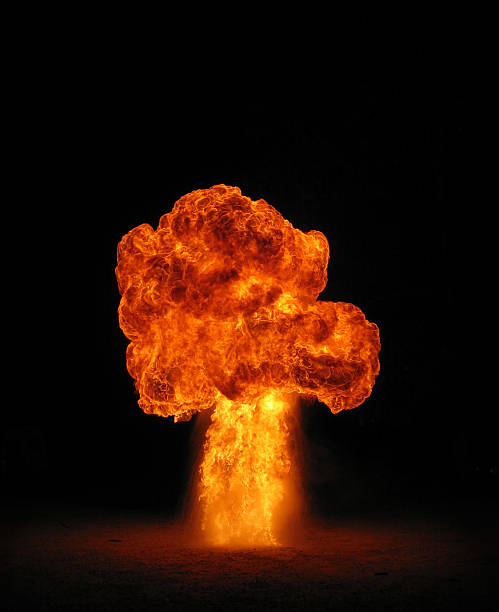 fire mushroom cloud stock photo