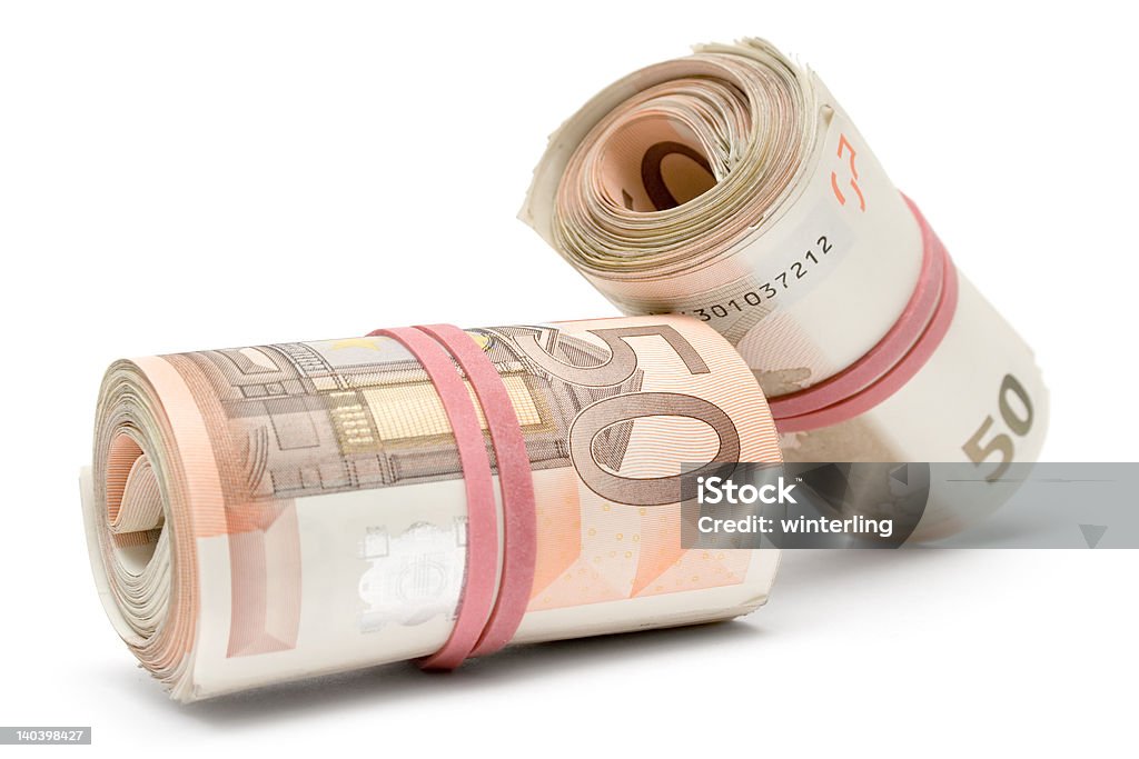 Zwei Rollen von Euro-Scheinen - Lizenzfrei EU-Währung Stock-Foto