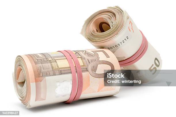 Zwei Rollen Von Euroscheinen Stockfoto und mehr Bilder von EU-Währung - EU-Währung, Gebündelt, Geldscheinrolle