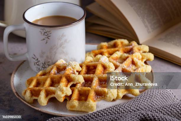 Keto Waffles With Almond Flour Selective Focus Diet Food Stock Photo - Download Image Now