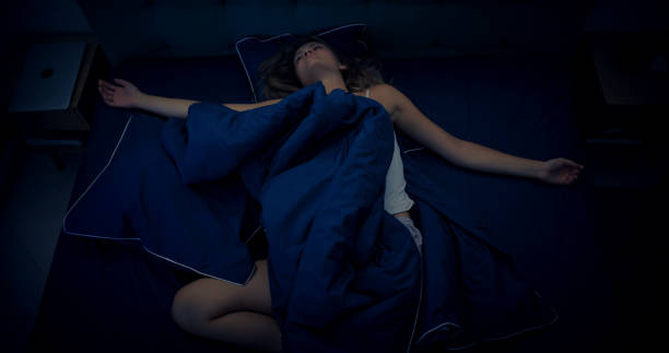 istock Exhausted woman sleeping in a weird position 1403985885
