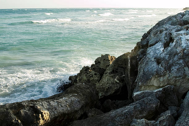 Rocky beach view stock photo