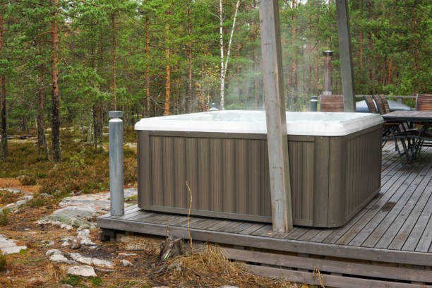 istock A warm hot tub in a beautiful forest landscape 1403986956