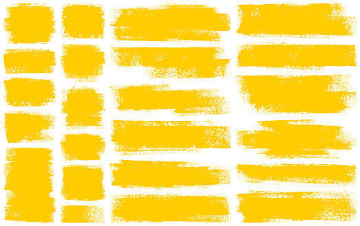 Set of grunge design elements. Yellow texture backgrounds. Paint roller strokes.
