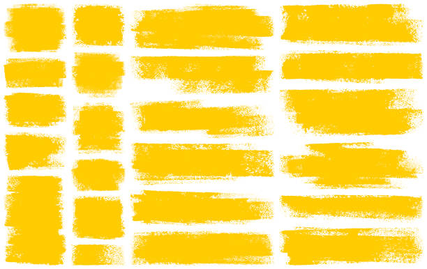 Grunge design elements Set of grunge design elements. Yellow texture backgrounds. Paint roller strokes. paint stock illustrations