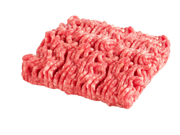 istock raw forcemeat, cutting, slice meat isolated on white background 1403991669