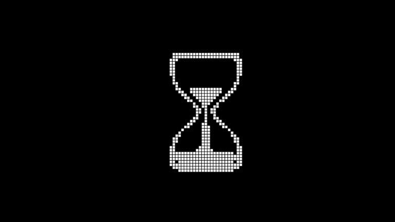 Hourglass pixel icon looping countdown animation