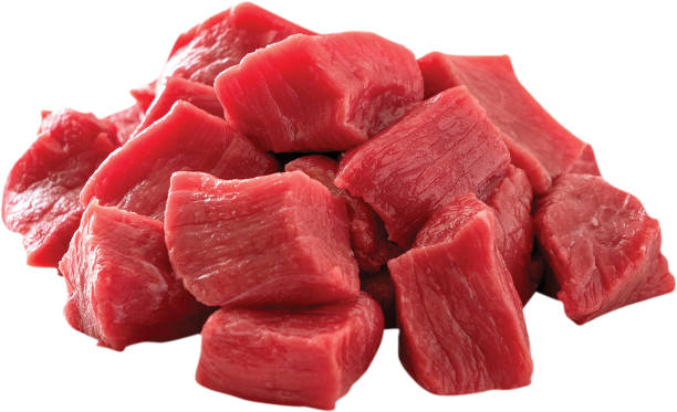 istock raw diced, cube shape cutting meat isolated on white background 1403991840